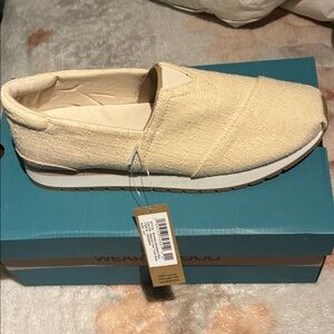 Toms Natural Two Tone Slub Slip-Ons